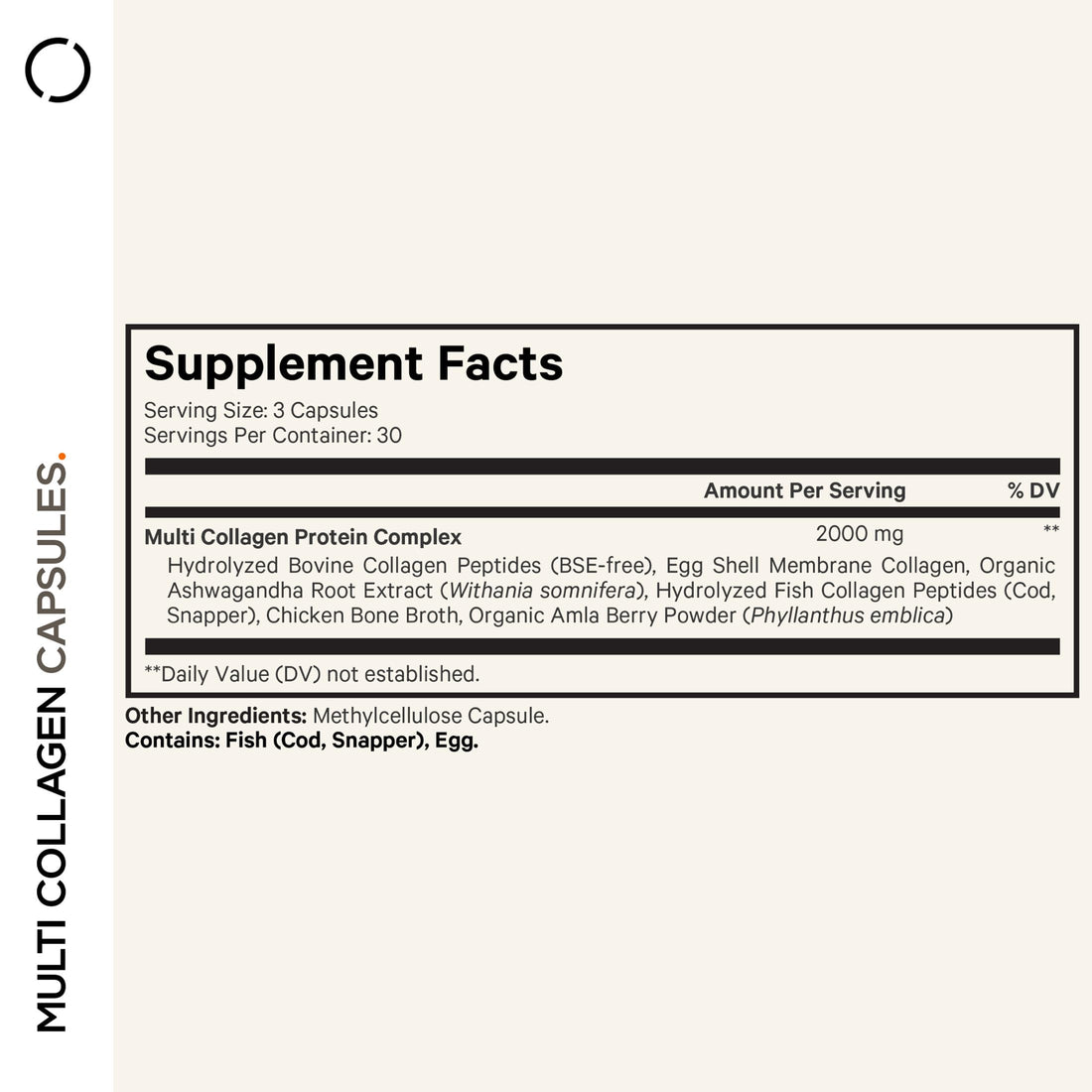 Codeage Multi Collagen Peptides Protein Capsules, 5 Collagen Types, Grass-Fed & Hydrolyzed Bovine Collagen Pills Supplement, Ashwagandha, Amla Berry Vitamins, Collagen Peptides - 90 Capsules