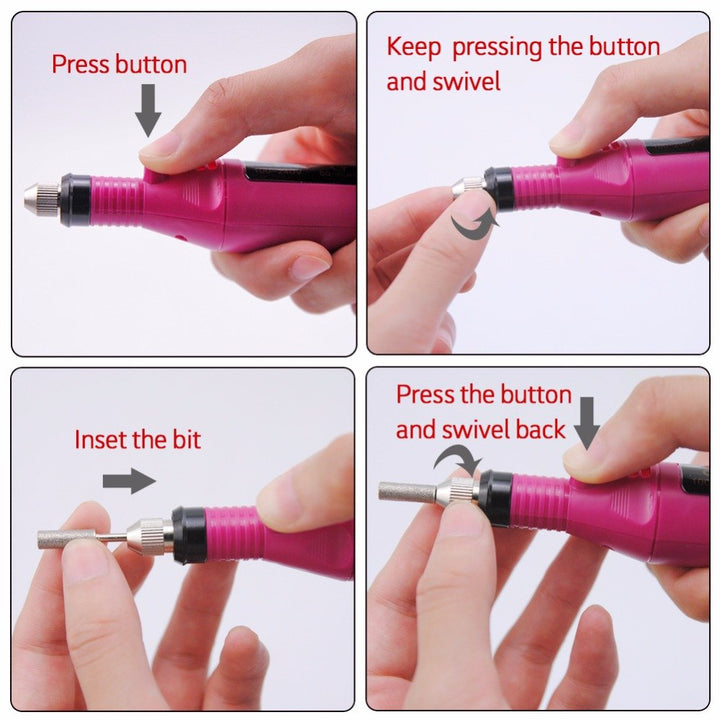 Yimart 1Set Professional Electric Nail Kit Nail File Nail Tips Manicure Machine Electric Nail Art Pen Pedicure 6 Bits Nail Art Tools Kit Nail Drill Machine