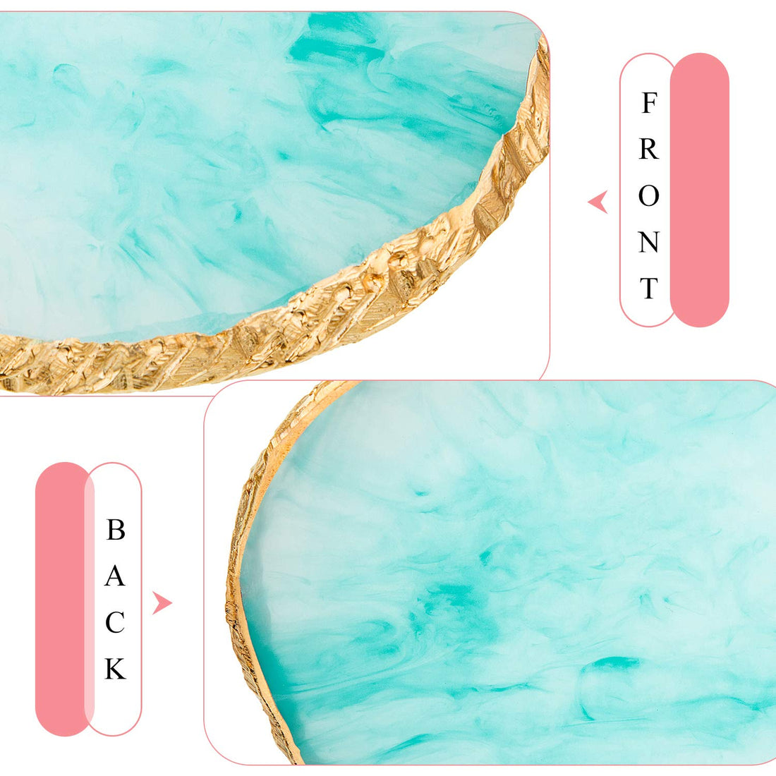3 Pieces Nail Art Palettes Nail Mixing Palette Polish Color Mixing Plate Golden Edge Resin Nail Holder Nail Art Display Cosmetic Mixing Tools (Round Shape)