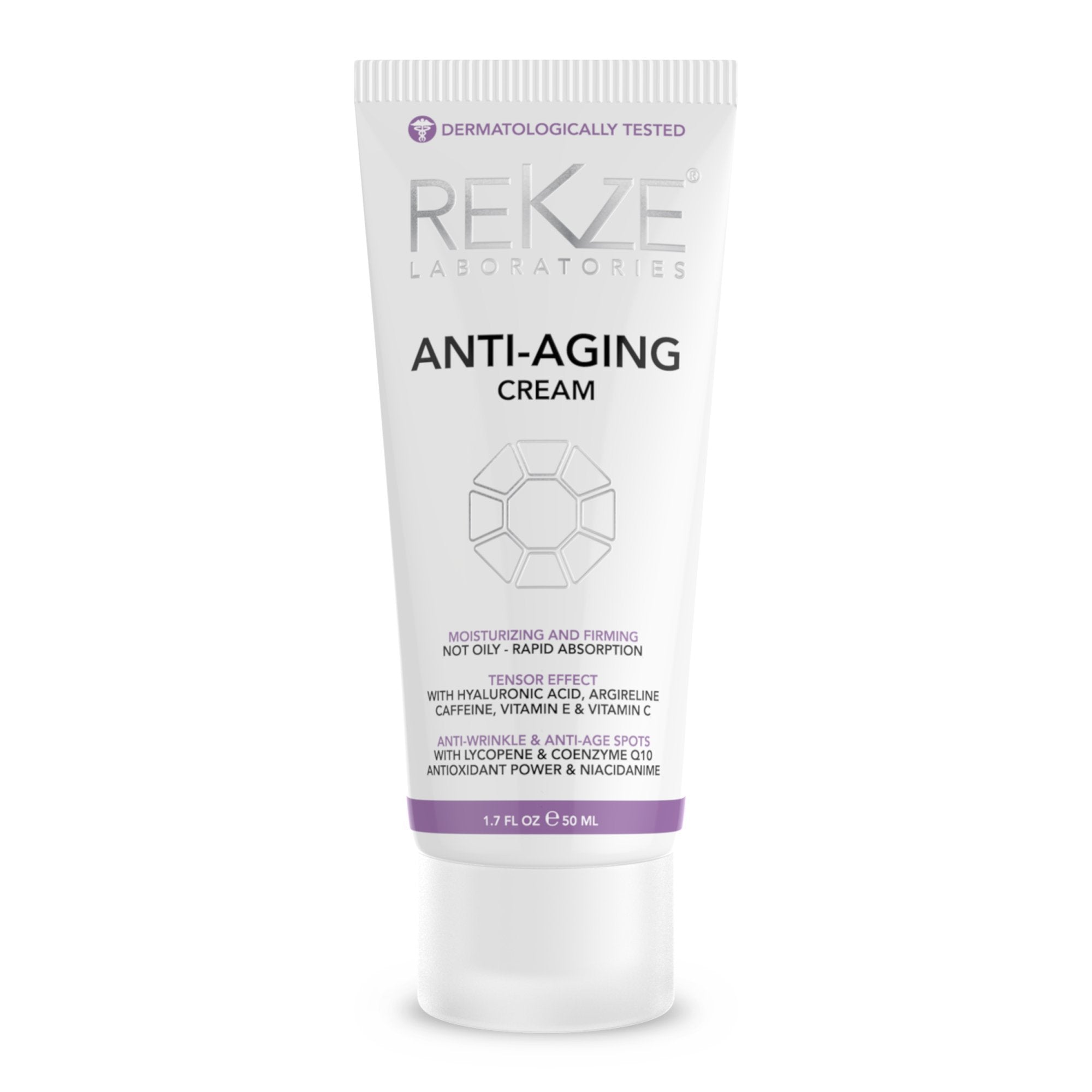 REKZE Anti-Aging Cream For Men & Women,Moisturizing & Firming,Not Oily,Rapid Absorption,Tensor Effect,Anti-Wrinkle & Age Spots With Lycopene,Coenzyme Q10,Hyaluronic Acid,Caffeine 50 ML