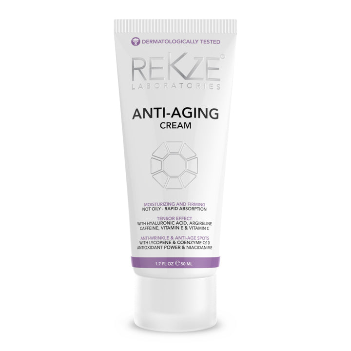 REKZE Anti-Aging Cream For Men & Women,Moisturizing & Firming,Not Oily,Rapid Absorption,Tensor Effect,Anti-Wrinkle & Age Spots With Lycopene,Coenzyme Q10,Hyaluronic Acid,Caffeine 50 ML