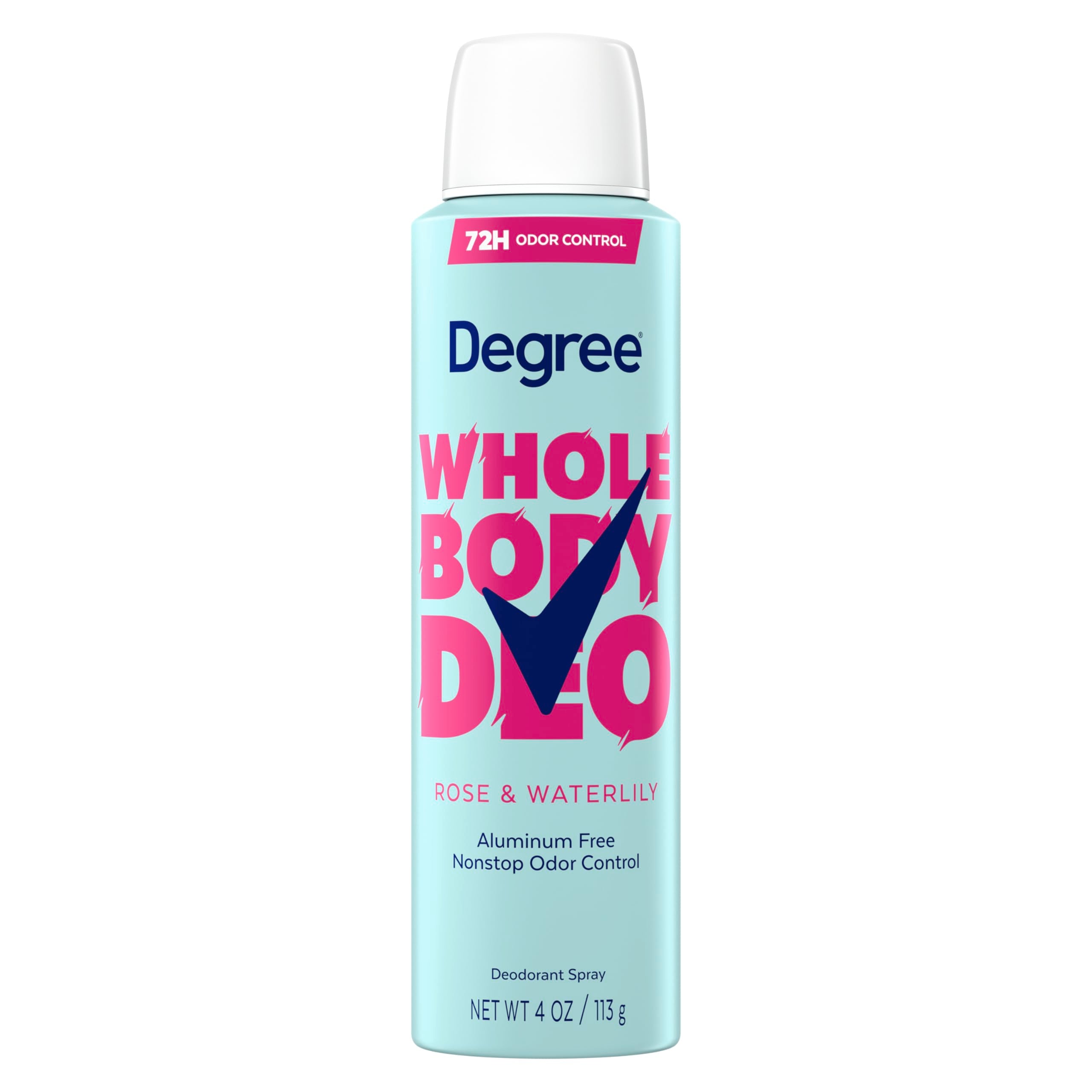 Degree Women Whole Body Deodorant Spray, Rose & Waterlily Scent, Aluminum Free 72H Odor Protection 4 oz