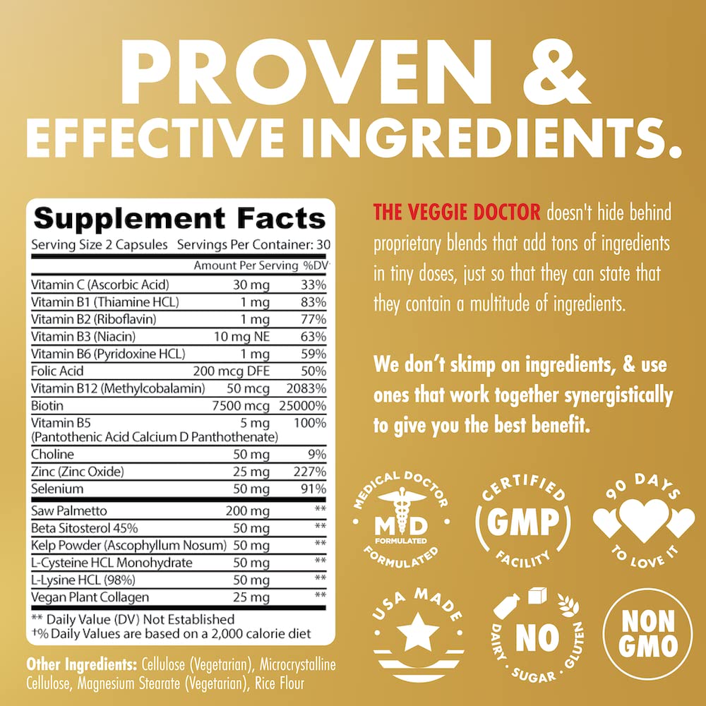 Vegan Collagen Pills with Biotin – 60 Vegan Collagen Capsules for Vibrant Skin, Strong Nails & Healthy Joints – Vitamins for Thicker Faster Hair Growth – Plant Based, Vegetarian Peptides Supplements