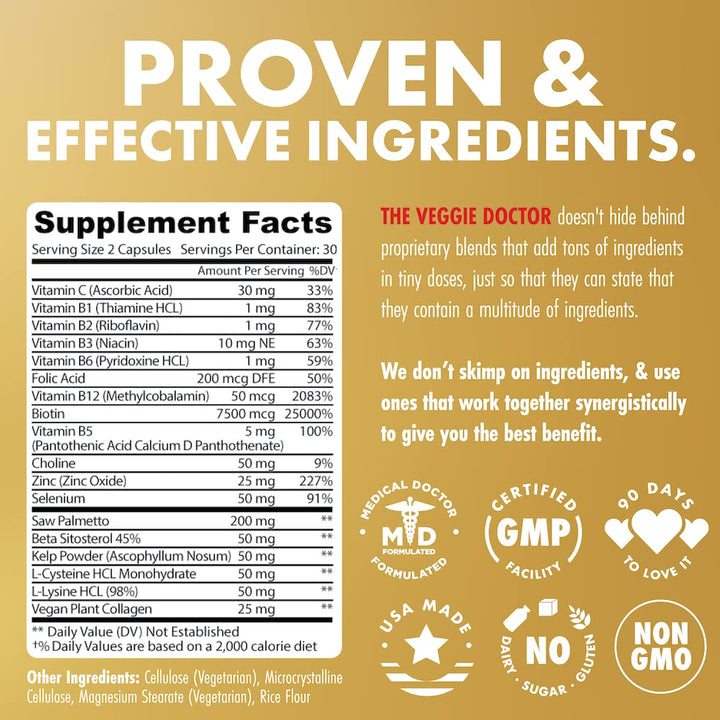 Vegan Collagen Pills with Biotin – 60 Vegan Collagen Capsules for Vibrant Skin, Strong Nails & Healthy Joints – Vitamins for Thicker Faster Hair Growth – Plant Based, Vegetarian Peptides Supplements