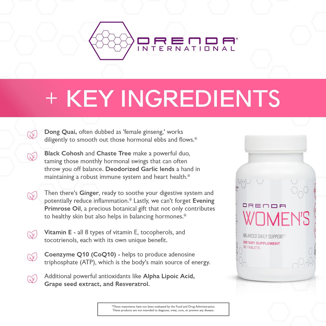 Orenda Women's Multivitamin -Blend, Dong Quai & Black Cohosh Vitamins, Minerals, Hormonal Balance, Immune and Heart Health - 90 Tablets