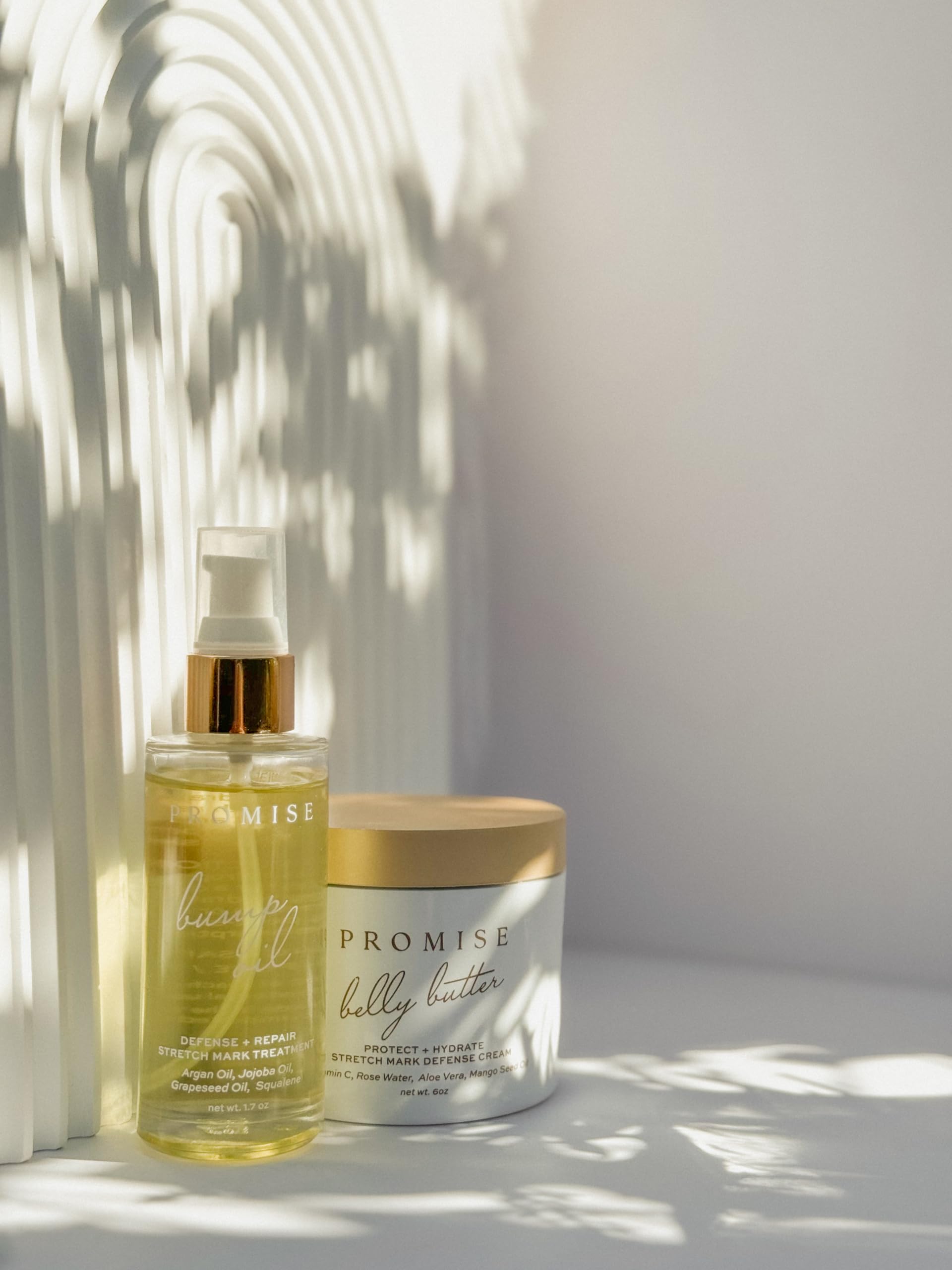 Promise Stretch Mark Prevention Kit, Scars and Dry Skin, Ultra-Hydrating Belly Butter and Bump Oil for Pregnant Women, Vegan, Non-Toxic, Set