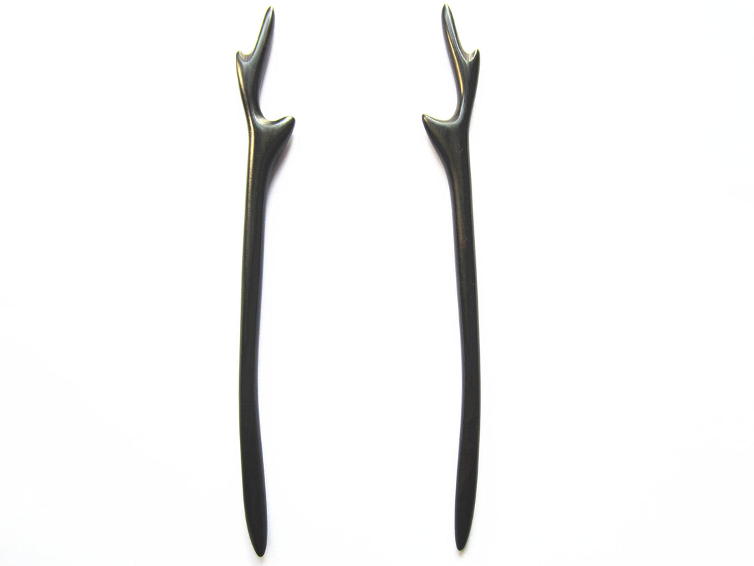 Myhsmooth Zz-bg-antlers 2 Count Hair Sticks Natural Black Sandalwood Handmade Carved Hair Clip Shawl Hair Pins Pack of 2 Pcs :Aantlers