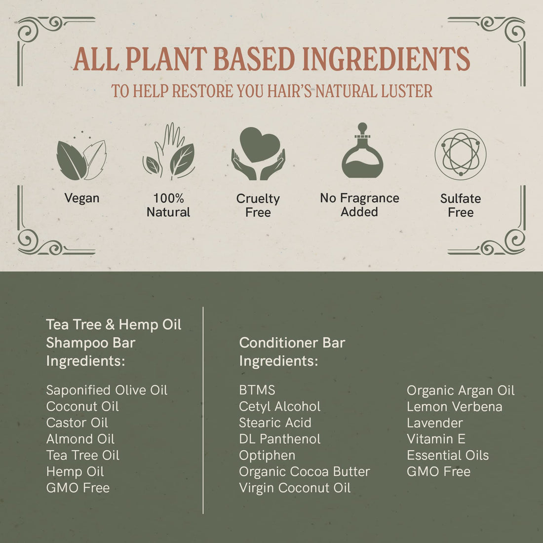 J·R·LIGGETT'S New Conditioner Bar 1.75oz + Two Tea Tree & Hemp Oil Formula Shampoo Bar 3.5oz Bundle All-Natural Plant Based Ingredients | Clean Soft Tangle-Free Hair Biodegradable Recyclable USA Made