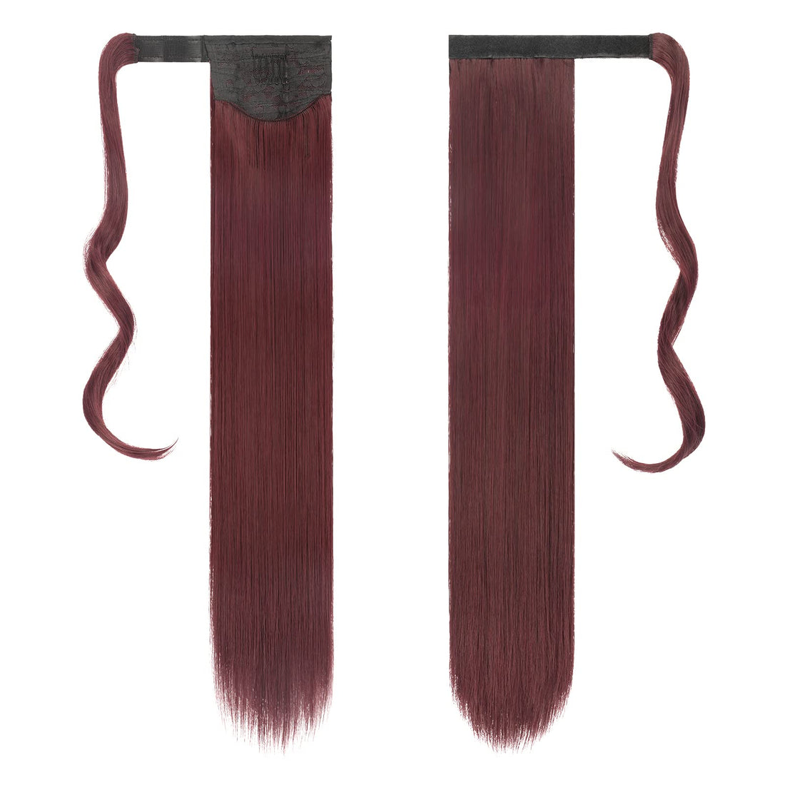 FESHFEN Straight Ponytail Extensions 28 Inch Long Wrap Around Synthetic Hair Piece Clip in Ponytail Hair Extensions Hairpiece for Women Girls 150g