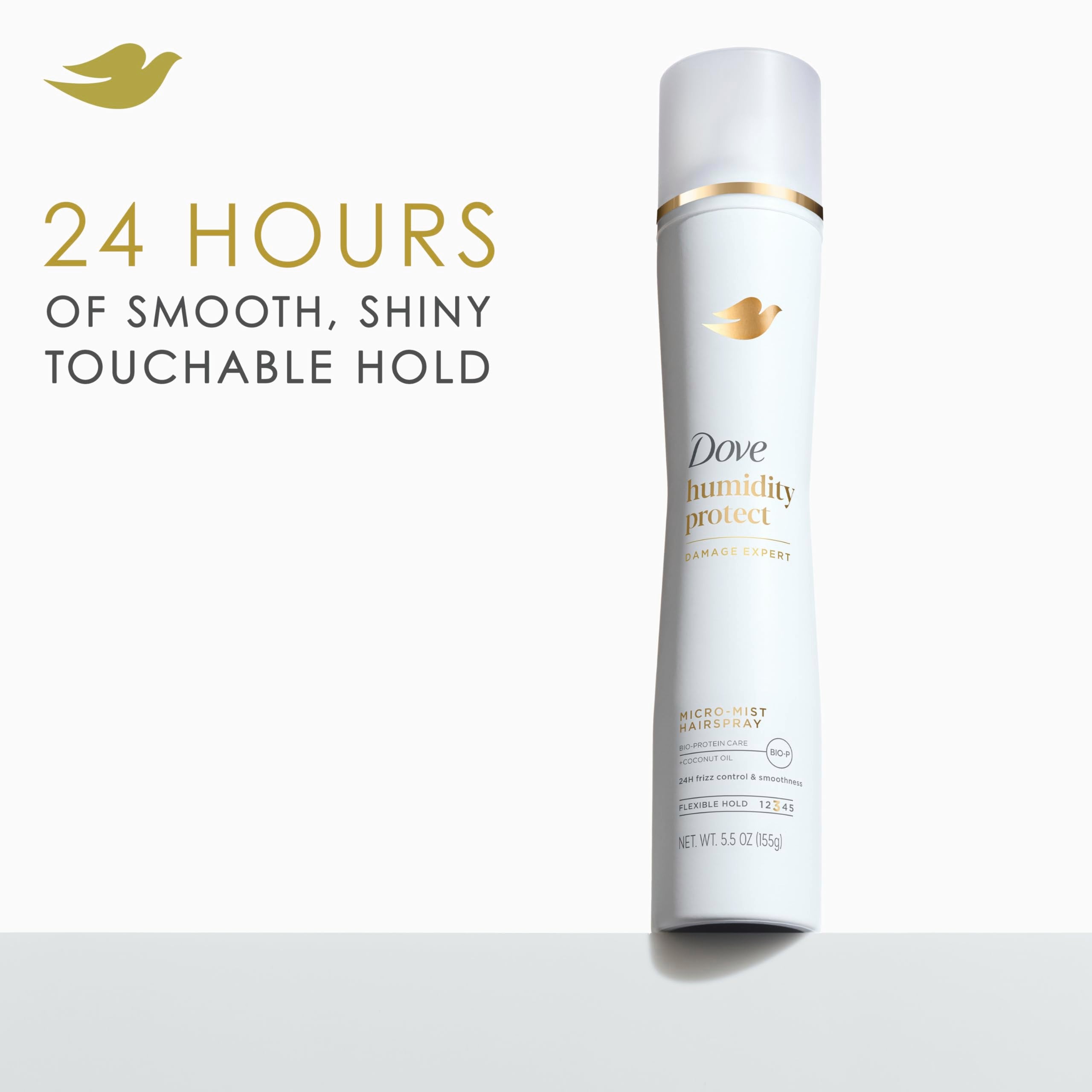 Dove Flexible Hold Hairspray Humidity Protect Micro-Mist Pack of 6 for Long-lasting Hold, All-day Flexible Hold for 24H Frizz Control 5.5 oz