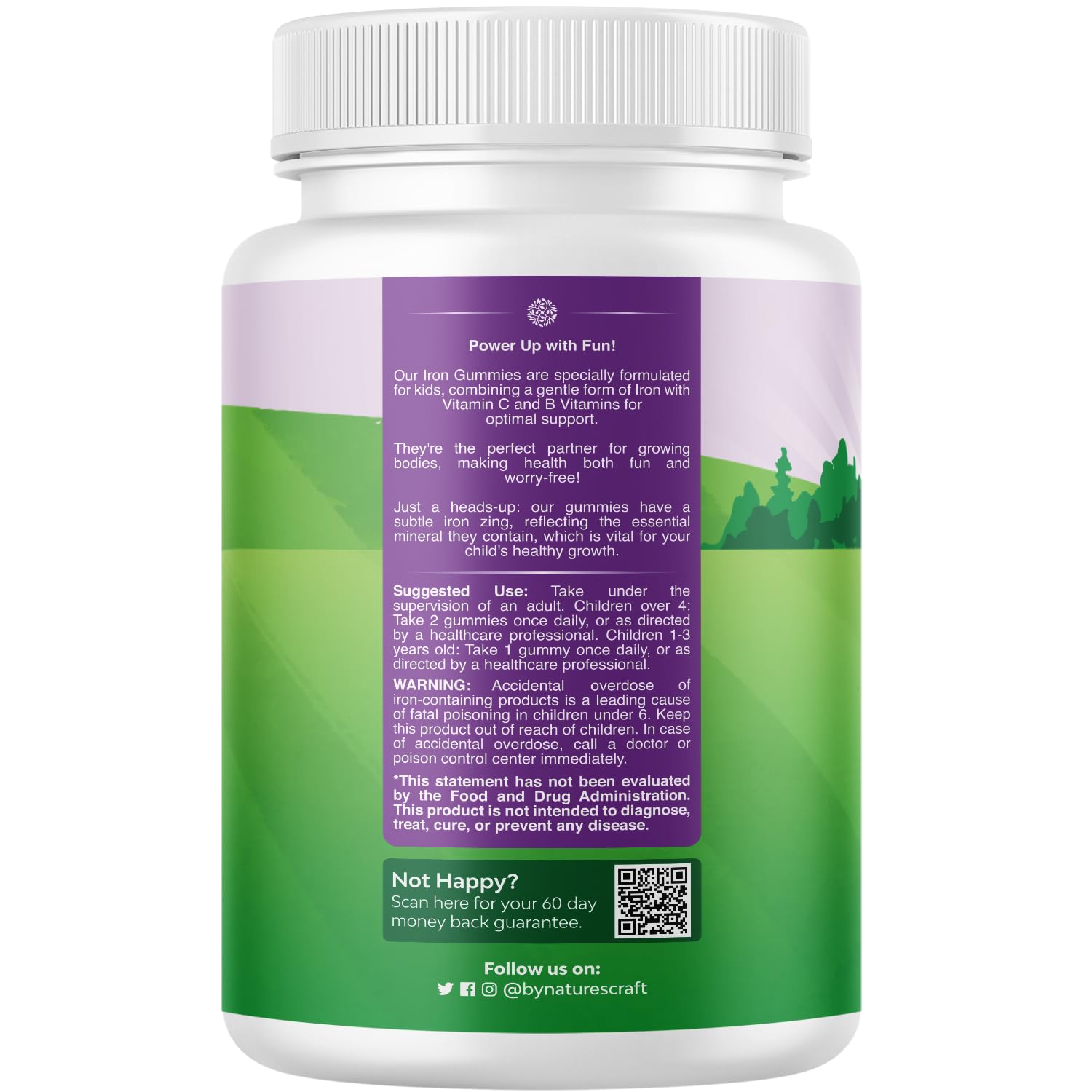 Kids Iron Gummies - Blood Builder Iron Supplements for Kids with Gentle for Stronger Immunity & Energy - Vitamin B12, Folate & Vitamin C Gummies - Vegan, GMO & Gluten Free for Toddlers - 60 Count