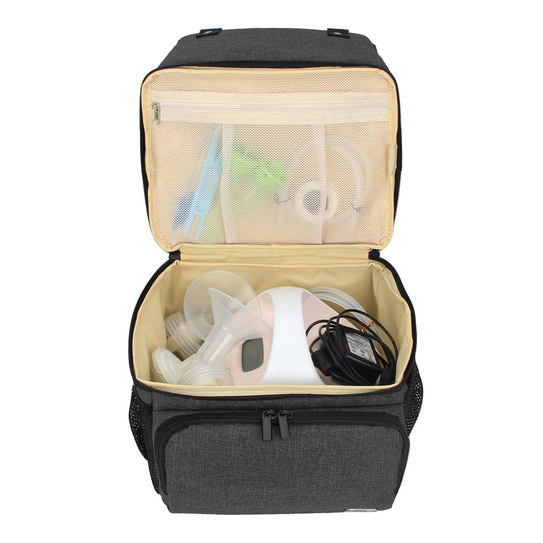 LUXJA Breast Pump Bag with 2 Compartments for Breast Pump and Cooler Bag, Breast Pumping Bag with 2 Options for Wearing (Fits Most Major Breast Pump), Black