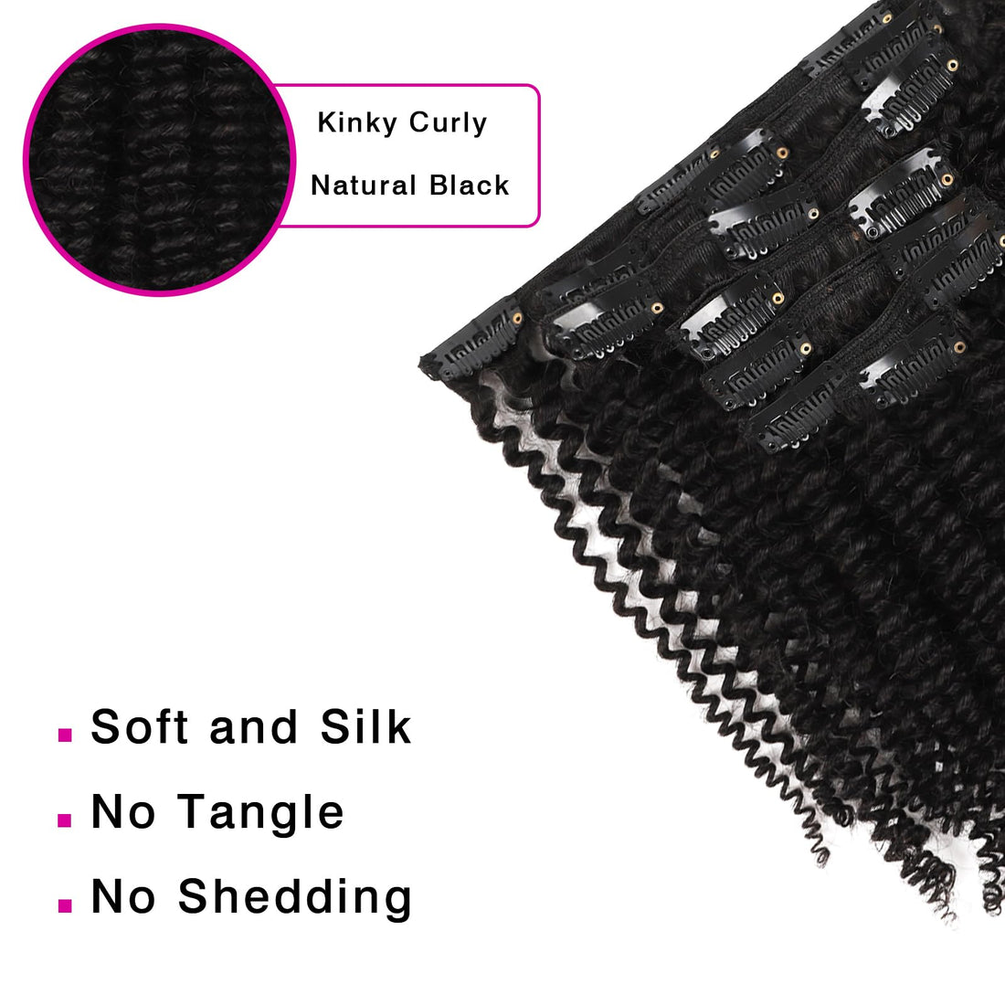 Sassina Sassina Real Thick Kinky Curly Clip in Human Hair Extensions Natural Color 3B 4A For African American Black Women 7Pcs/lot 120Grams/set With 17 Clips, KC 18 Inch