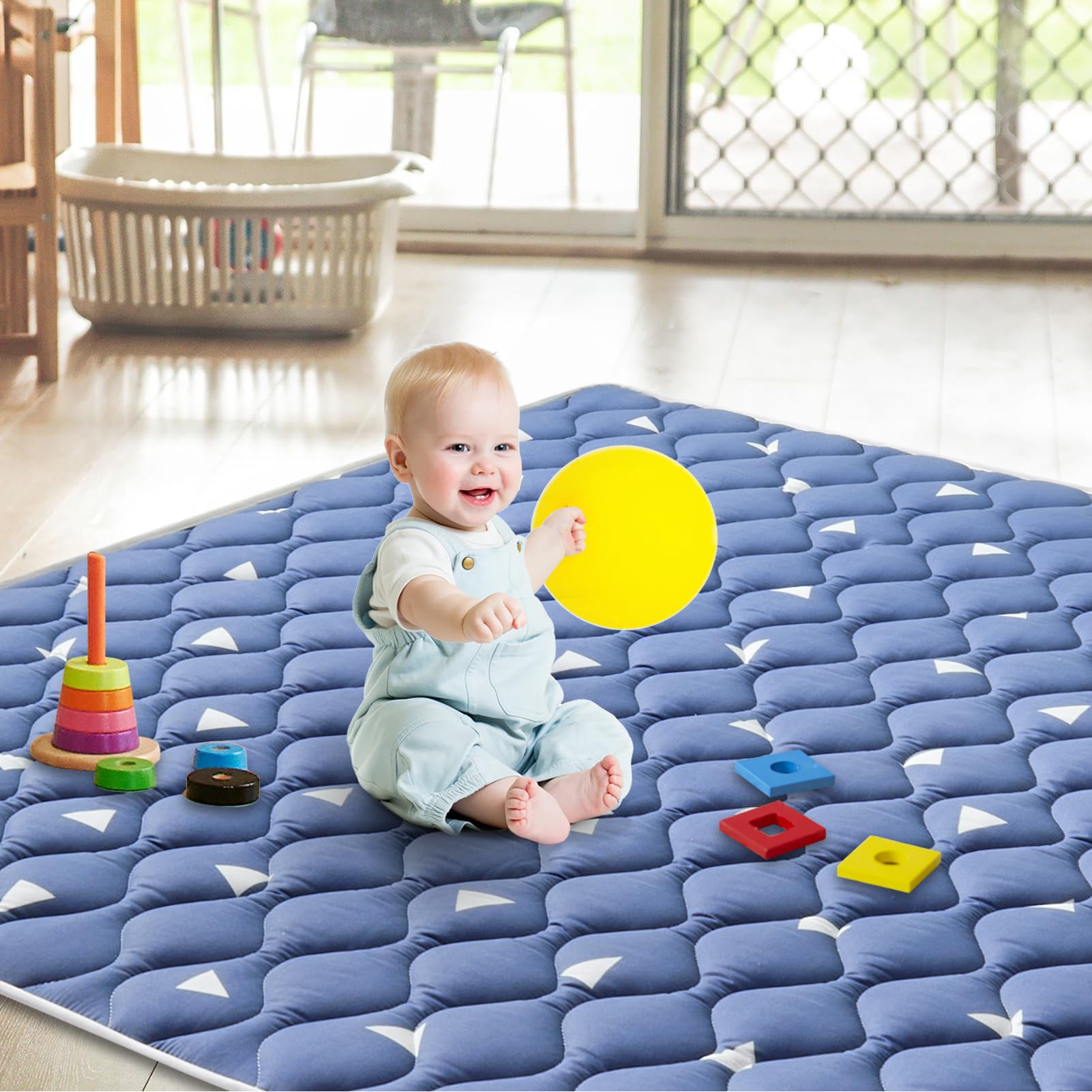 Premium Foam Baby Play Mats for Floor, 50x50 Playpen Mat, Thicken Soft Cushioning Foam Playmats for Infants, Babies, Toddlers, Non-Slip & Machine Washable