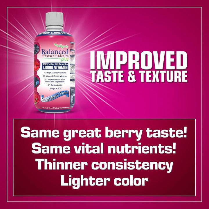 Wellgenix Balanced Essentials Plus New Formula - Berry Flavor 32oz (Pack of 2) - Liquid Vitamin - Complete Multivitamin Supplement - Immune Boosting & Overall Health - Adults, Kids, Toddlers
