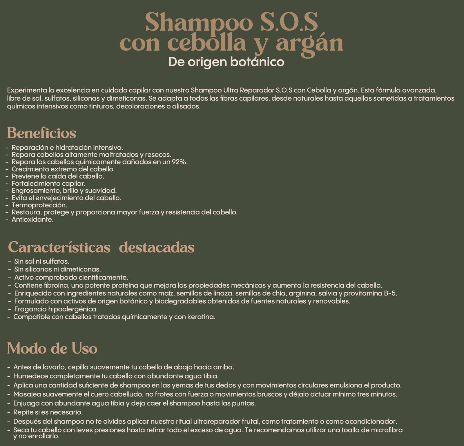 Ritual Botanico Ultra Reparador S.O.S Shampoo con Cebolla y Argán | Tratamiento Intensivo Plex con Banano, Aguacate - Kit Colombiano