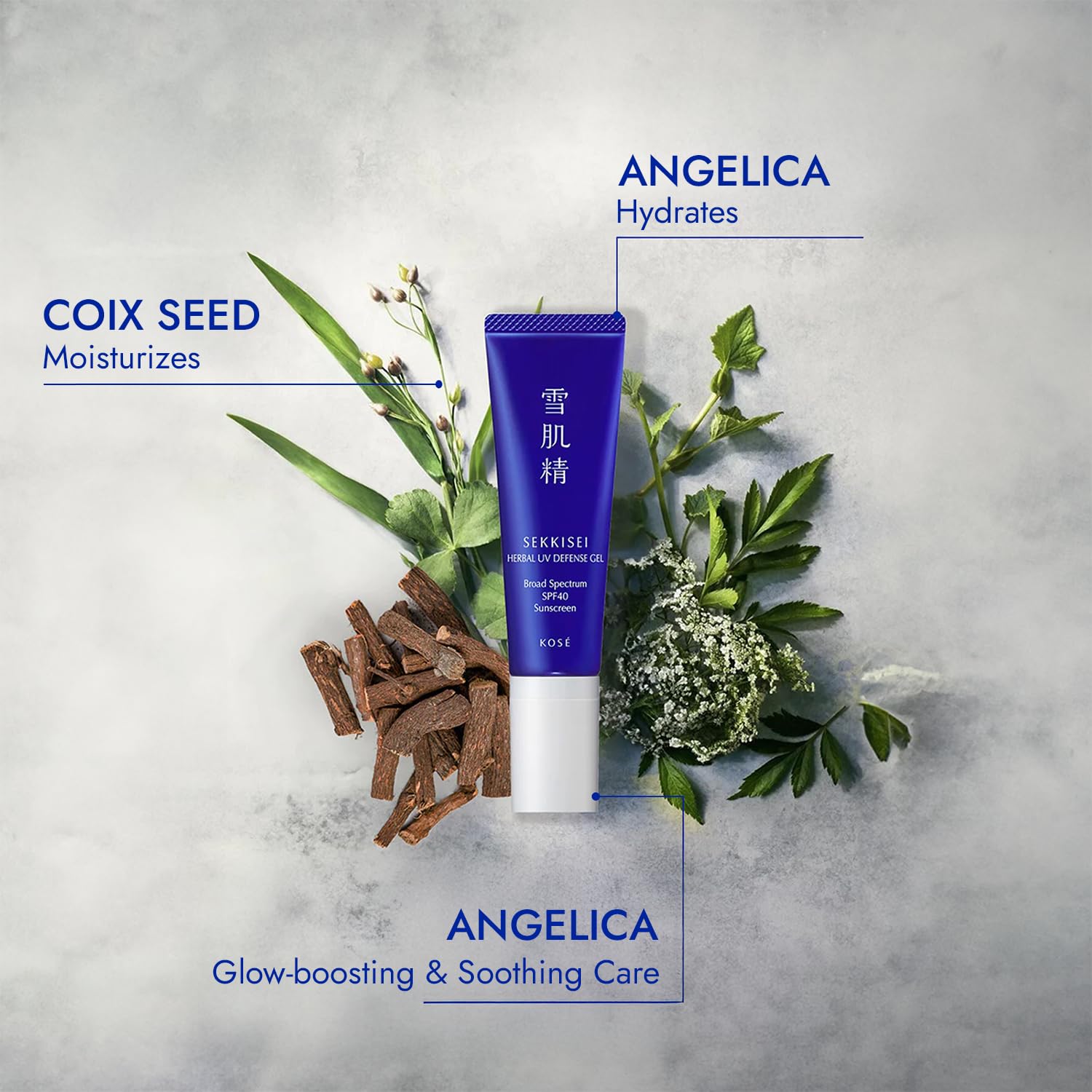 SEKKISEI Herbal UV Defense Gel for Face Broad Spectrum Sunscreen, SPF40, 1 Ounce