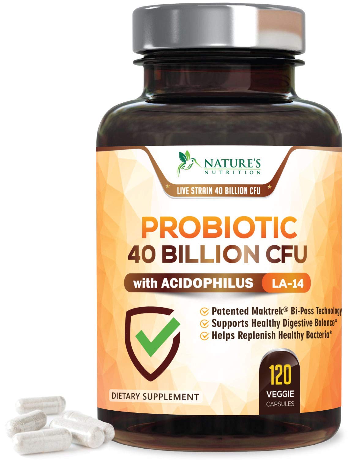 Probiotics 60 Billion CFU per Serving - 10 Strains + Prebiotics - Immune, Digestive & Gut Health Support, Supports Occasional Constipation, Gas & Bloating for Women & Men, Shelf Stable - 120 Capsules