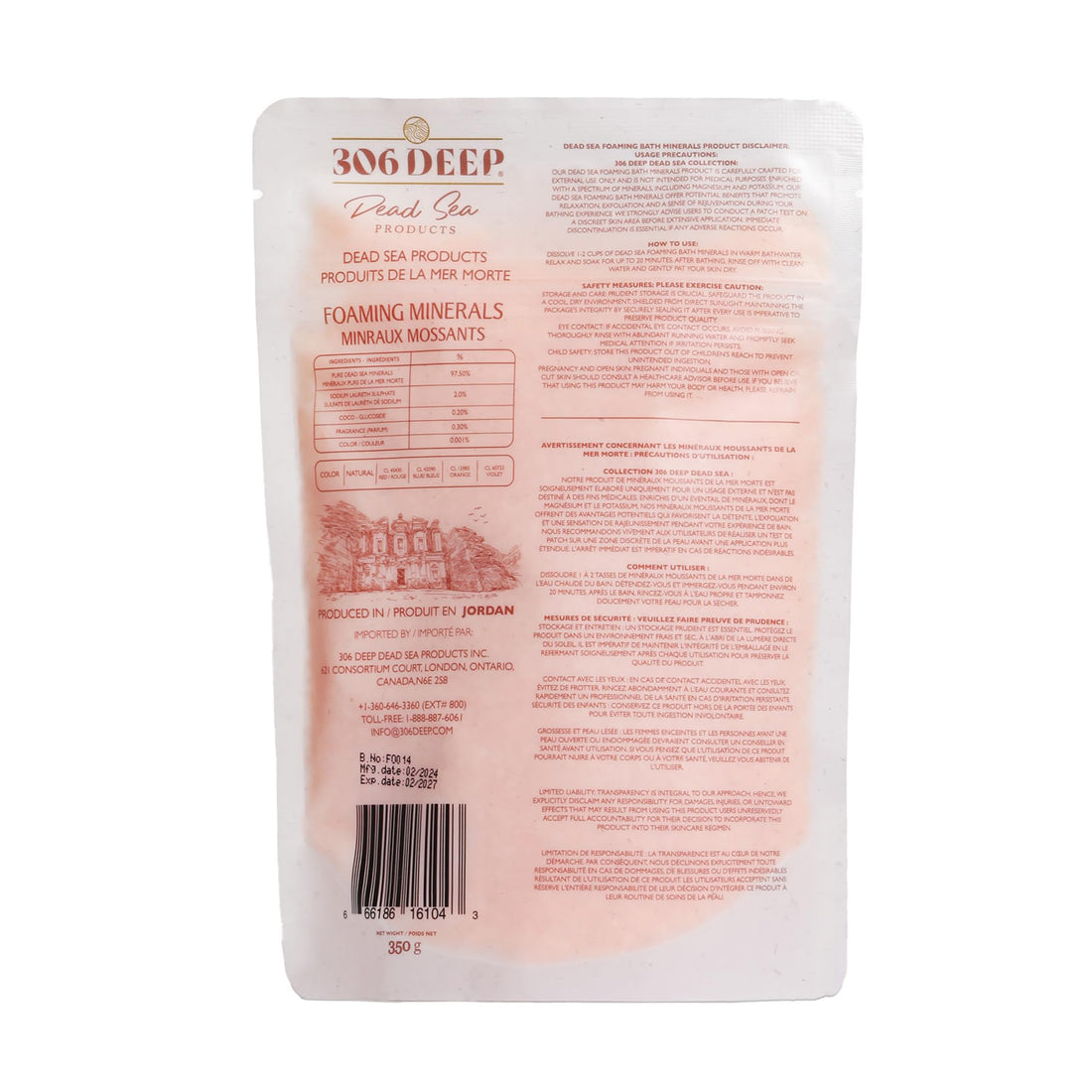 306 Deep Dead Sea Bath Salts Foaming Minerals - Orange Dead Sea Coarse Mineral for Soaking with Orange Essential Oils, Alternative to Magnesium Flakes and Epsom Salt, Relaxing Bath Products