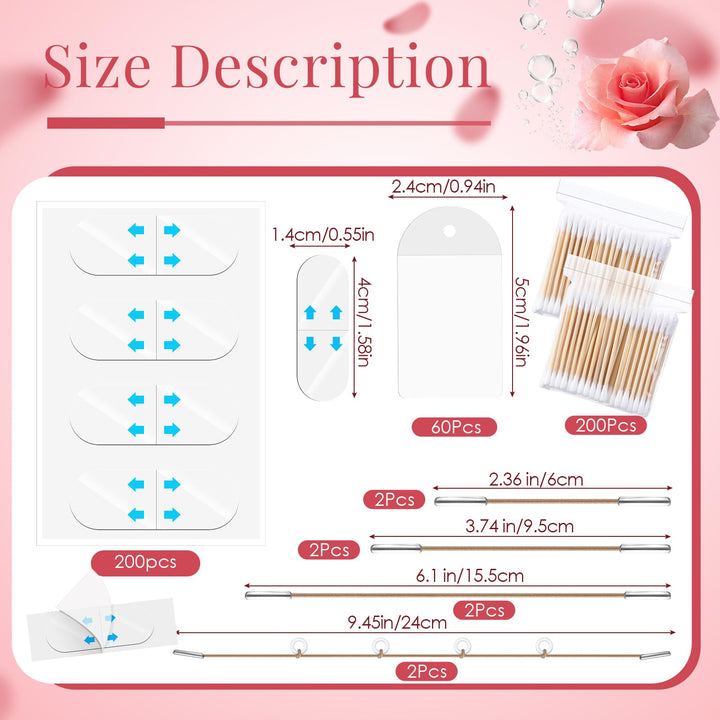 Siifert 260 Pcs Face Lift Tape, Face Lift Tape Invisible with 8 Pcs Lifting Cord Kit, Face Lifting Tape Patches for Lifting Facial Wrinkles Double Chin Neck Jowls Eyes, Comes with 200 Cleaning Swabs