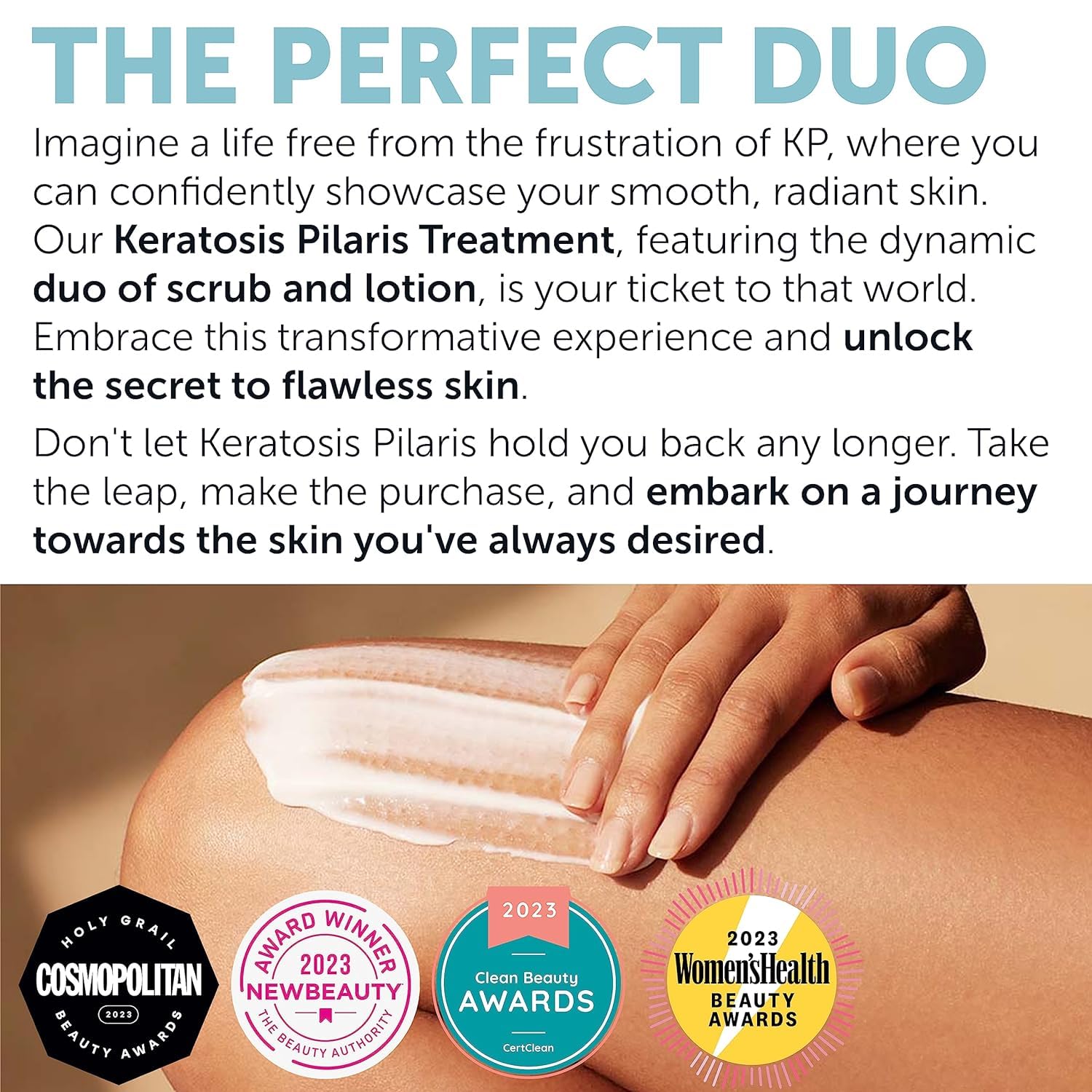 KP Bump Eraser Body Scrub + Keratosis Pilaris Lotion Bundle Set, Strawberry Legs Treatment for Women, Bump Eraser Body Scrub