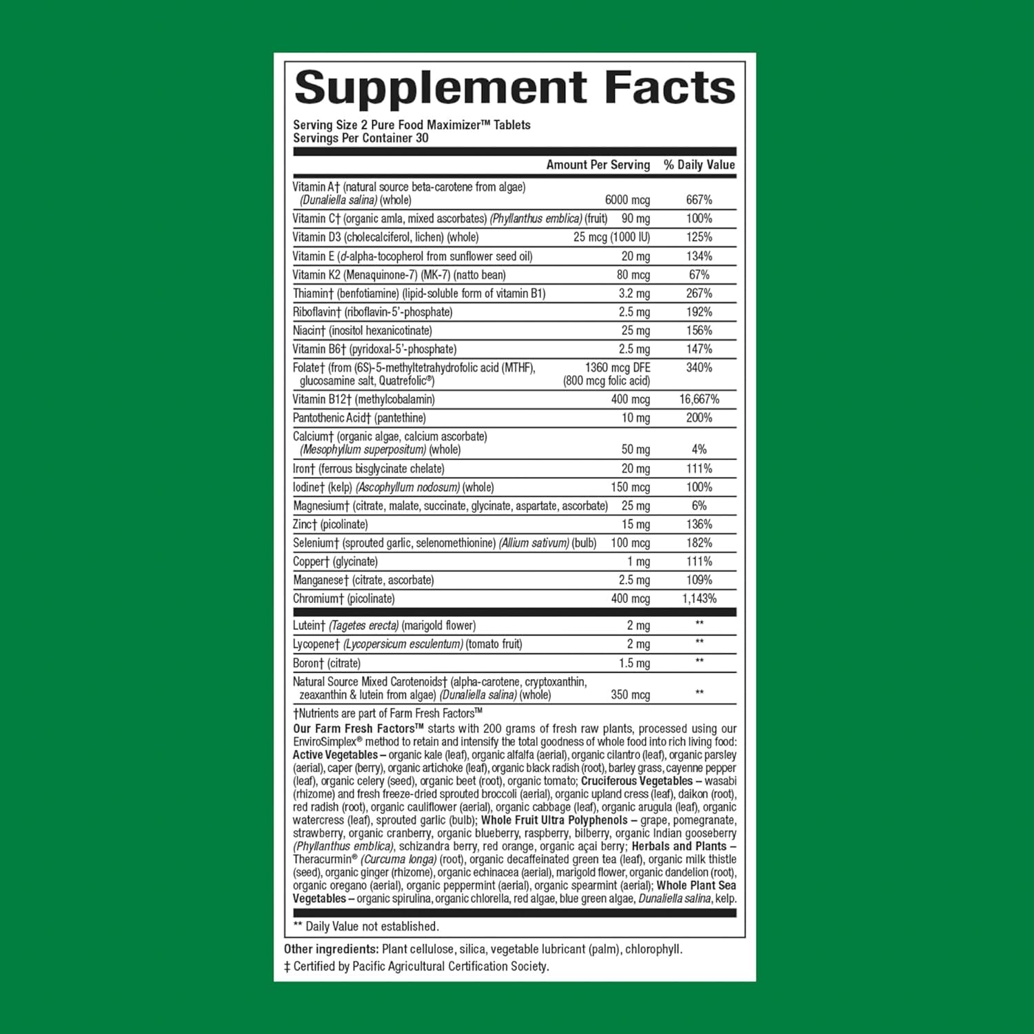 Whole Earth & Sea from Natural Factors, Women's Multivitamin & Mineral, Whole Food Supplement, Vegan, 60 tablets (30 servings)