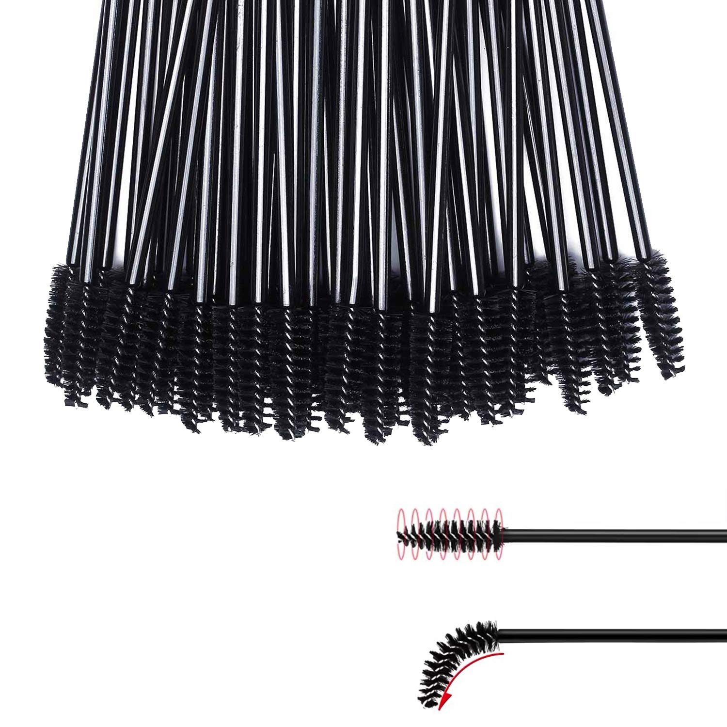 GUMIKE 100 Pcs Disposable Eyelash Mascara Brushes for Eye Lashes Extension Eyebrow and Makeup (Black)