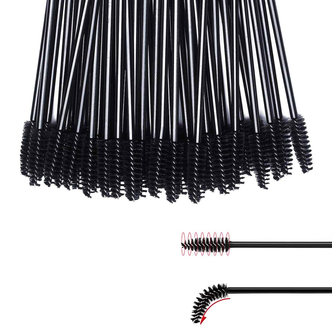 GUMIKE 100 Pcs Disposable Eyelash Mascara Brushes for Eye Lashes Extension Eyebrow and Makeup (Black)