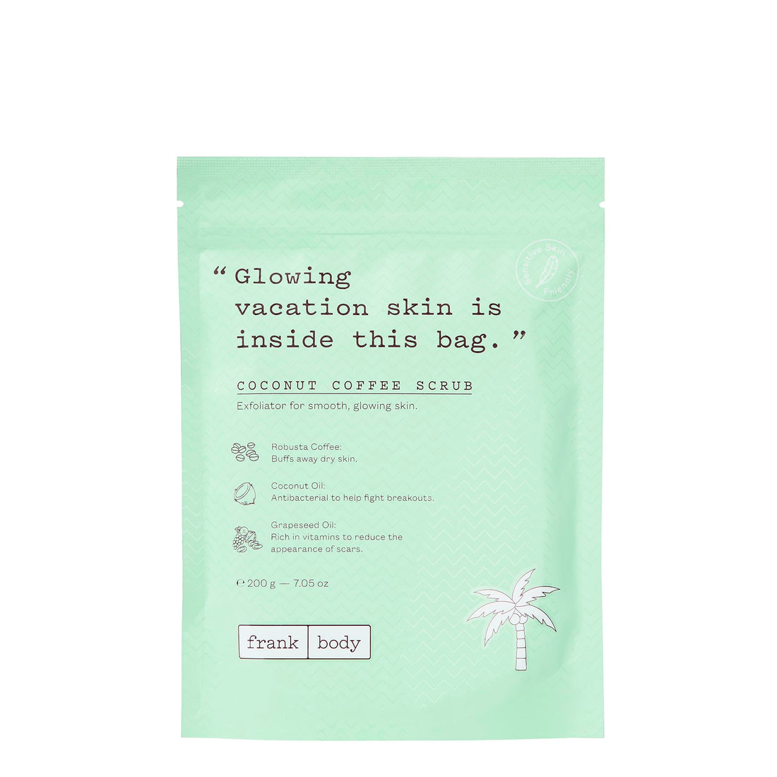 Frank Body Coconut Coffee Scrub | Natural, Vegan, Cruelty Free Exfoliating Body Scrub Firms, Tones, and Brightens with Coffee Grinds, Grapeseed Oil, Coconut Oil, and Jojoba Beads | 7.05 oz / 200 g
