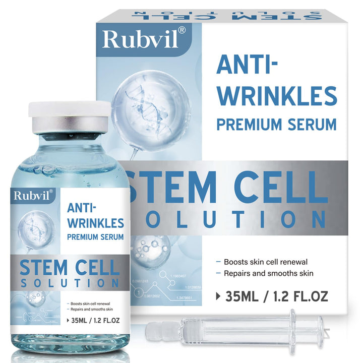 rubvil Stem Cell Serum for Face, Effective Microneedling Ser-um, Old Stem Cell Serum Ampoule to Use with and Without MicroNeedling, Anti Aging & Smooth Wrinkles 1.2 oz