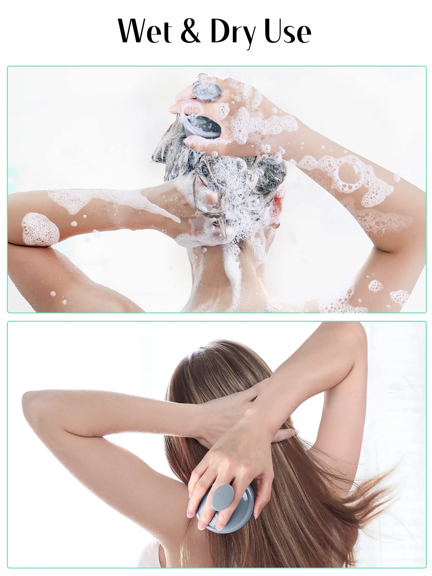 Hair Shampoo Brush, HEETA Scalp Care Hair Brush with Soft Silicone Scalp Massager (Sky Gray)