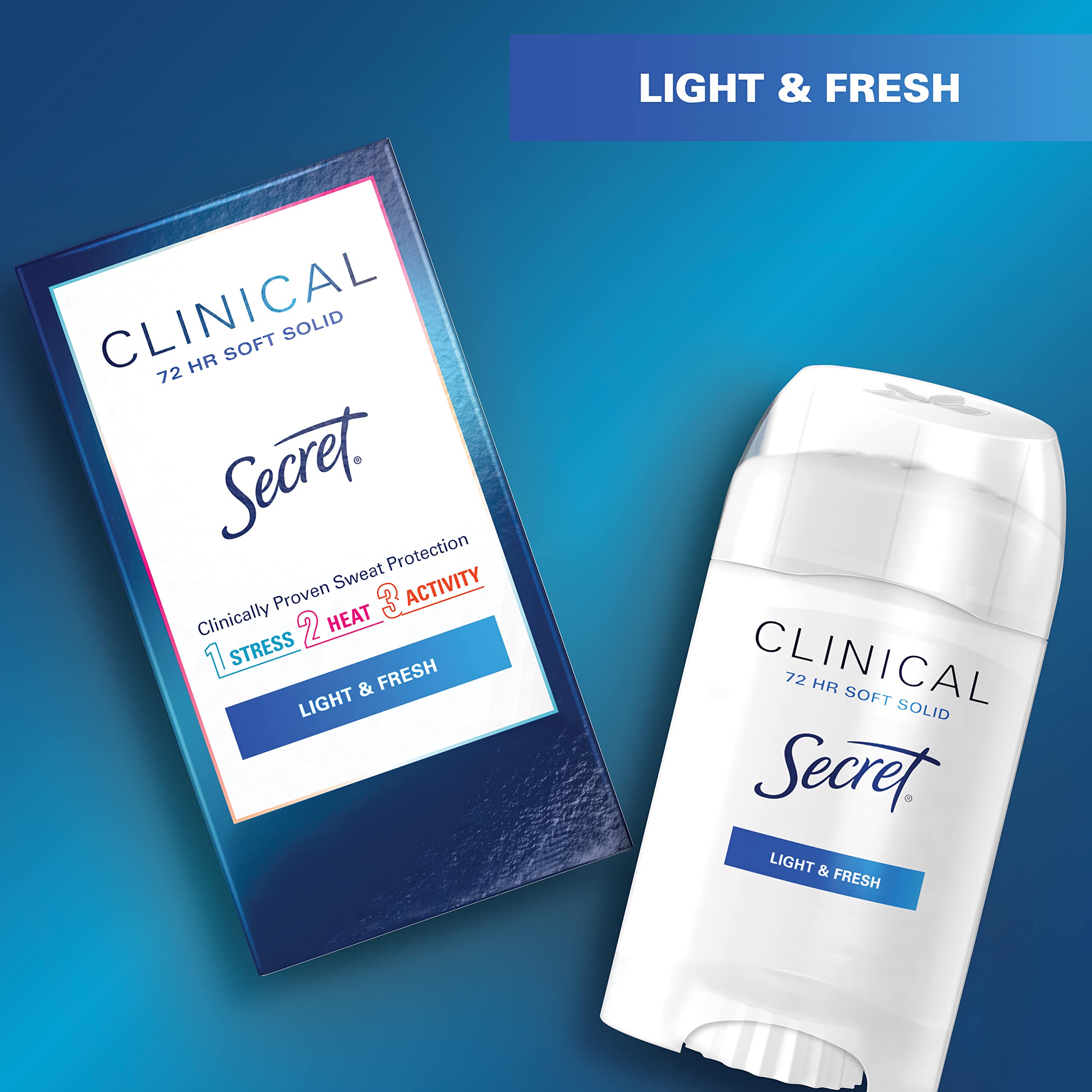Secret Clinical Strength Light And Fresh Scent Advanced Solid Antiperspirant & Deodorant 2.6 Oz