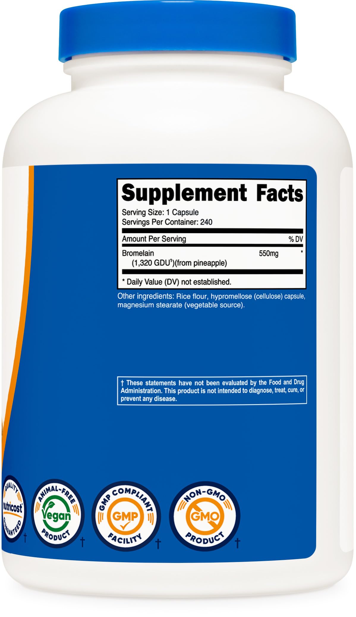 Nutricost Bromelain Capsules (240 Capsules) - 550 MG Per Serving, Vegan, Non-GMO, GMP Compliant