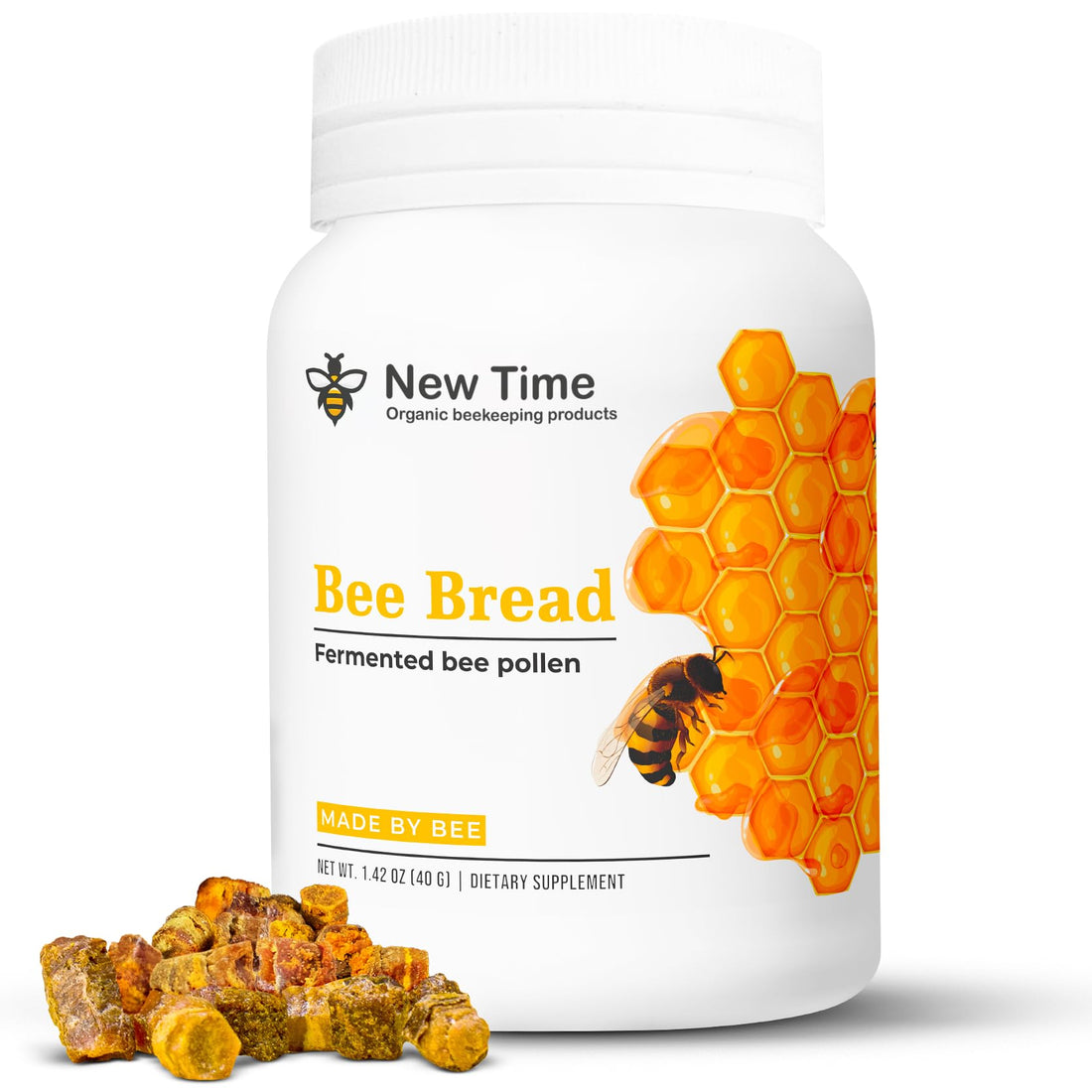 Organic Bee Bread - Natural Fermented Pollen, Multivitamin for breast growth, Superfood for men, women, Vital Proteins, Immune Support & Energy Supplement