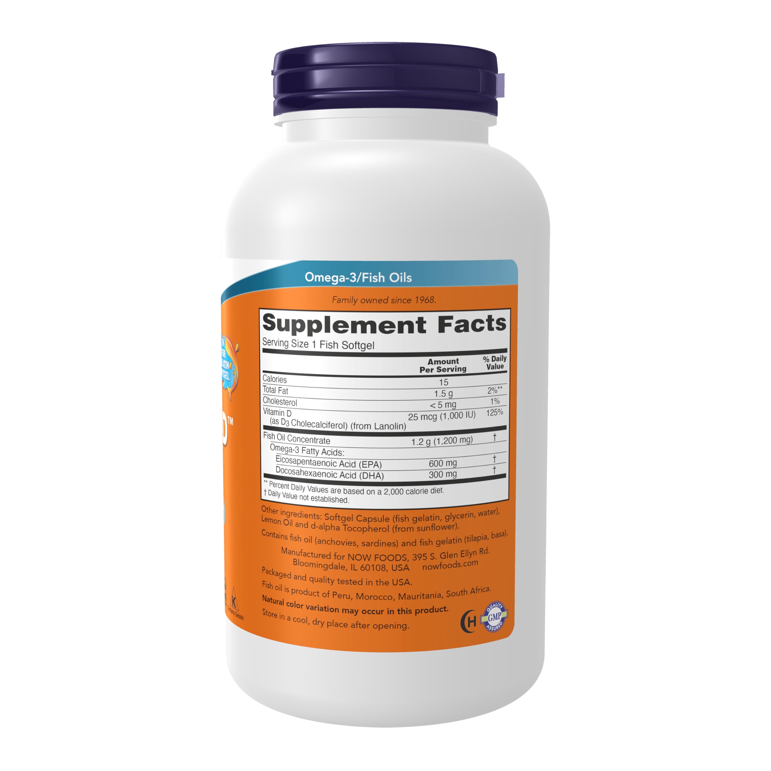 NOW Foods Supplements, Ultra Omega 3-D™, Omega-3 Fish Oil + Vitamin D-3, Cardiovascular Support*, 180 Softgels