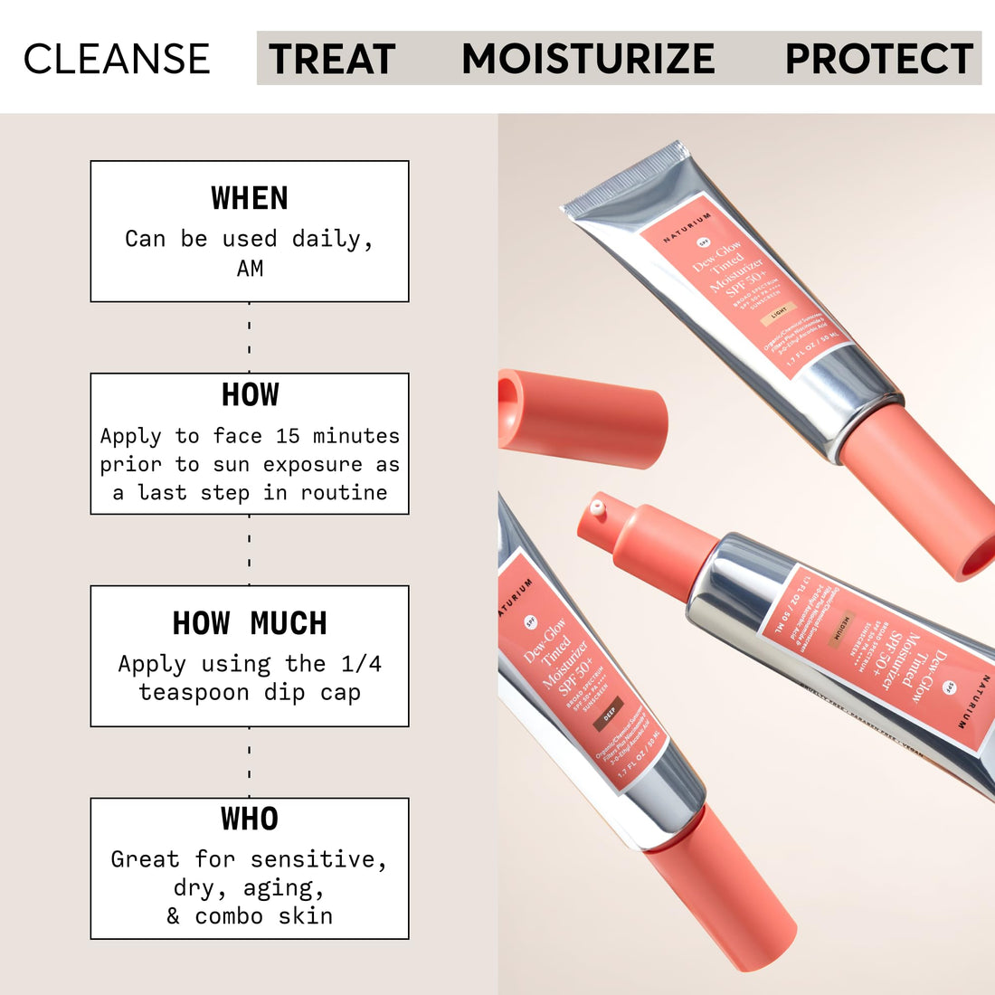 Naturium Dew-Glow Tinted Moisturizer SPF 50+ Deep, Daily Moisturizing Sunscreen & Face Primer Face Primer with Tint, Skin Protector with Dewy Finish, 1.7 oz