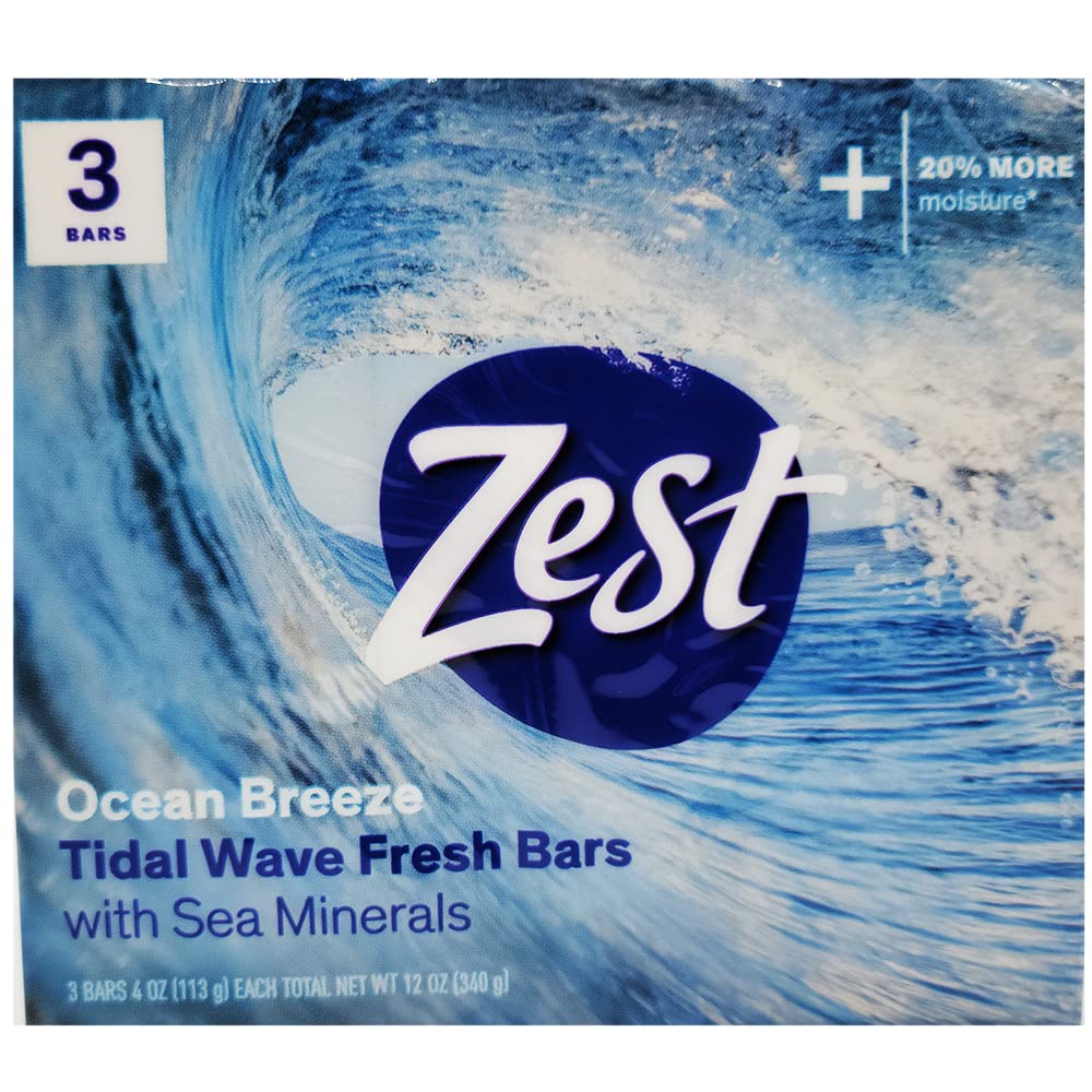 Zest Bar Soap 3 ct, ocean breeze, 12 Ounce