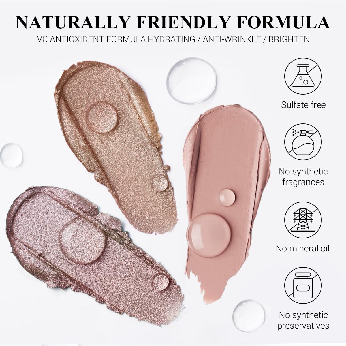 LUXAZA PRO Classic 3PCS Neutral Eyeshadow Stick Makeup Set, Metallic Shimmer Matte Cream Eye Shadow Eyeliner Brightener Pencil Crayon - H1