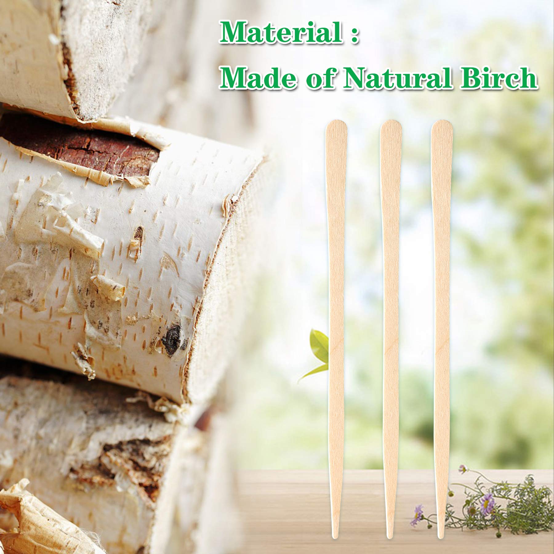 JANYUN 200 Pcs Eyebrow Wax Sticks Wax Applicator, Wood Wax Spatulas for Face and Small Hair Removal Sticks (Without Handle)