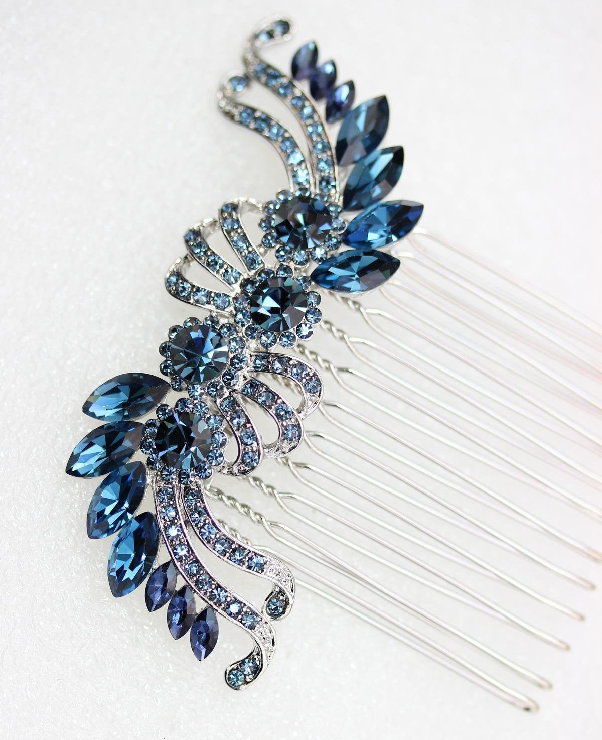 Faship Faship Navy Blue Crystal Hair Comb