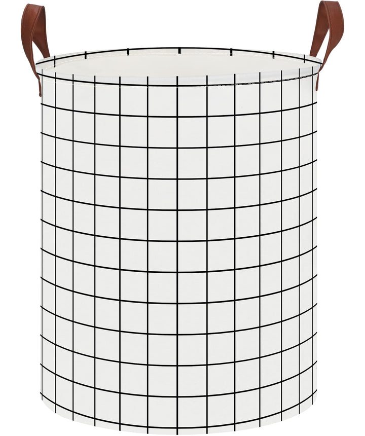 CLOCOR Collapsible Round Laundry Hamper/Large Storage Basket/Toys Bin/Boys and Girls Hamper/Room Decor (White check)