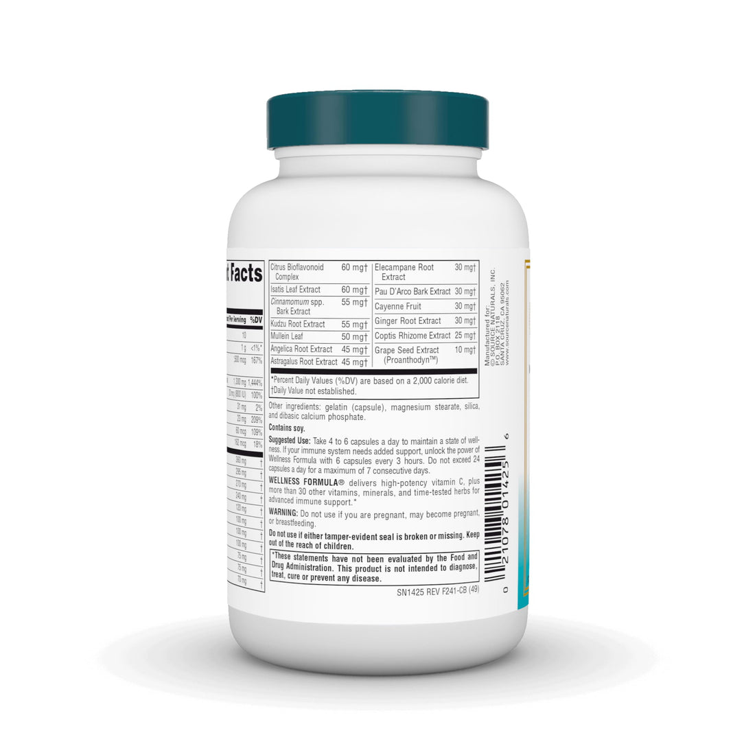 Source Naturals Wellness Formula Bio-Aligned Vitamins & Herbal Defense for Advanced Immune Support* - Dietary Supplement & Immunity Booster - 120 Capsules