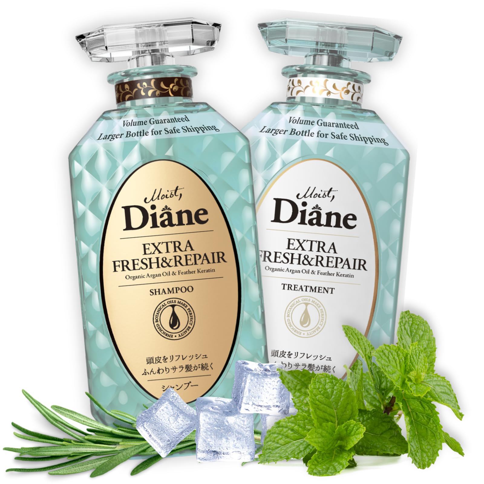 Moist Diane Anti-Dandruff Shampoo and Conditioner Set for Dry Hair& Itchy Scalp Women & Men, Keratin Shampoo by Protein & Argan Oil from Japan, Silicone& Sulfate Free, EXTRA FRESH& HYDRATE, 30.4 Fl Oz