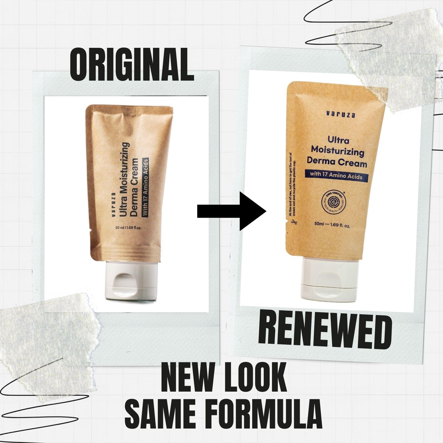 varuza Ultra Moisturizing Derma Facial Cream – Oil Free Deep Hydrating Face Moisturizer – Vegan, EWG Verified Product Korea Skin Care with Hyaluronic Acid, Amino Acids, Non-Sticky Unscented Lotion