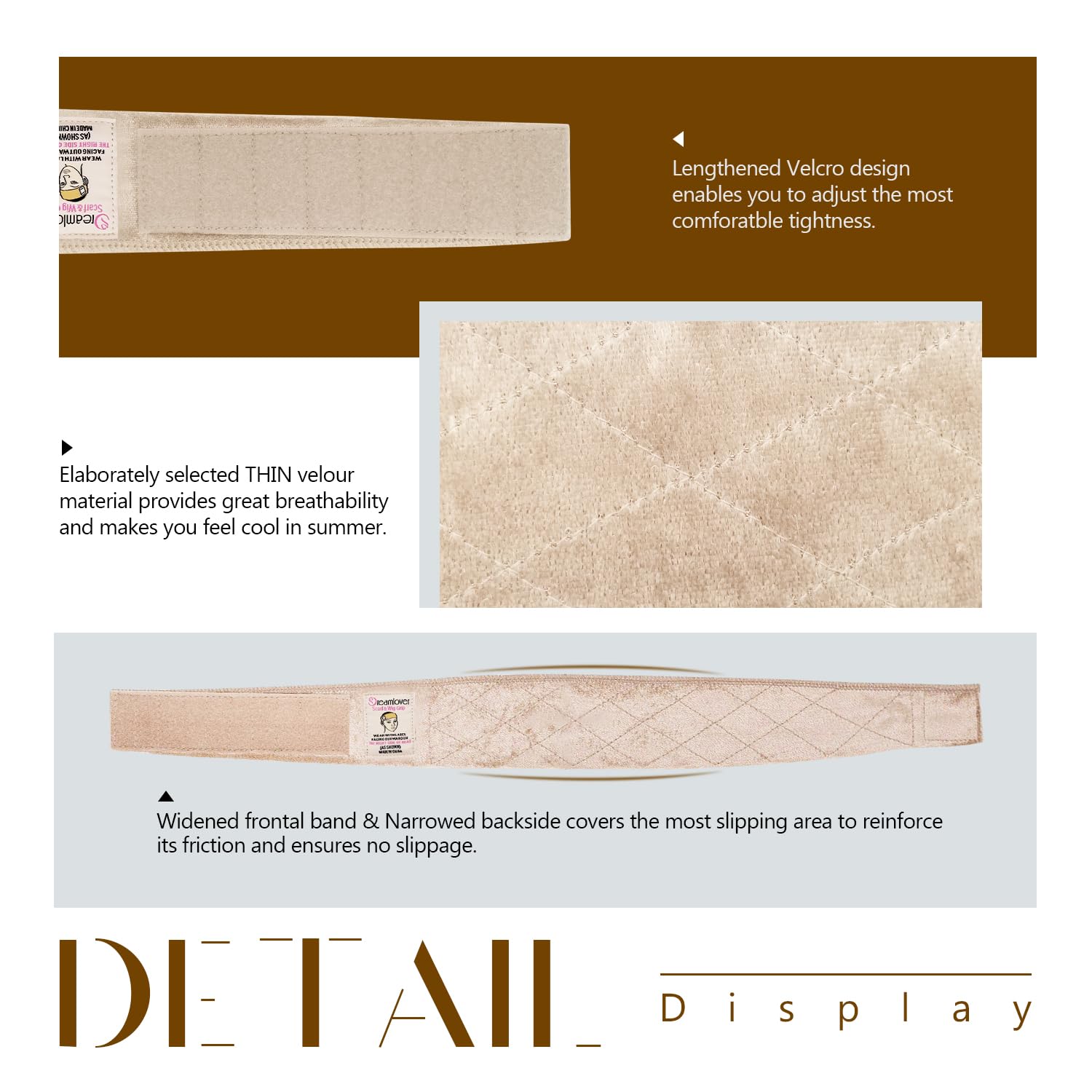 Dreamlover Wig Grip Band for Women, Nude, 2 Pieces