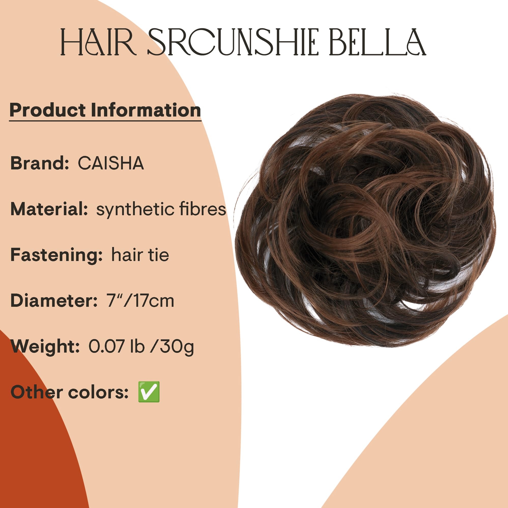 brown mix 4T30A : Scrunchy Scrunchie Bun Up Do Hairpiece Hair Ribbon Ponytail Extensions Wavy Curly or Messy various/diverse colours (blonde #27)