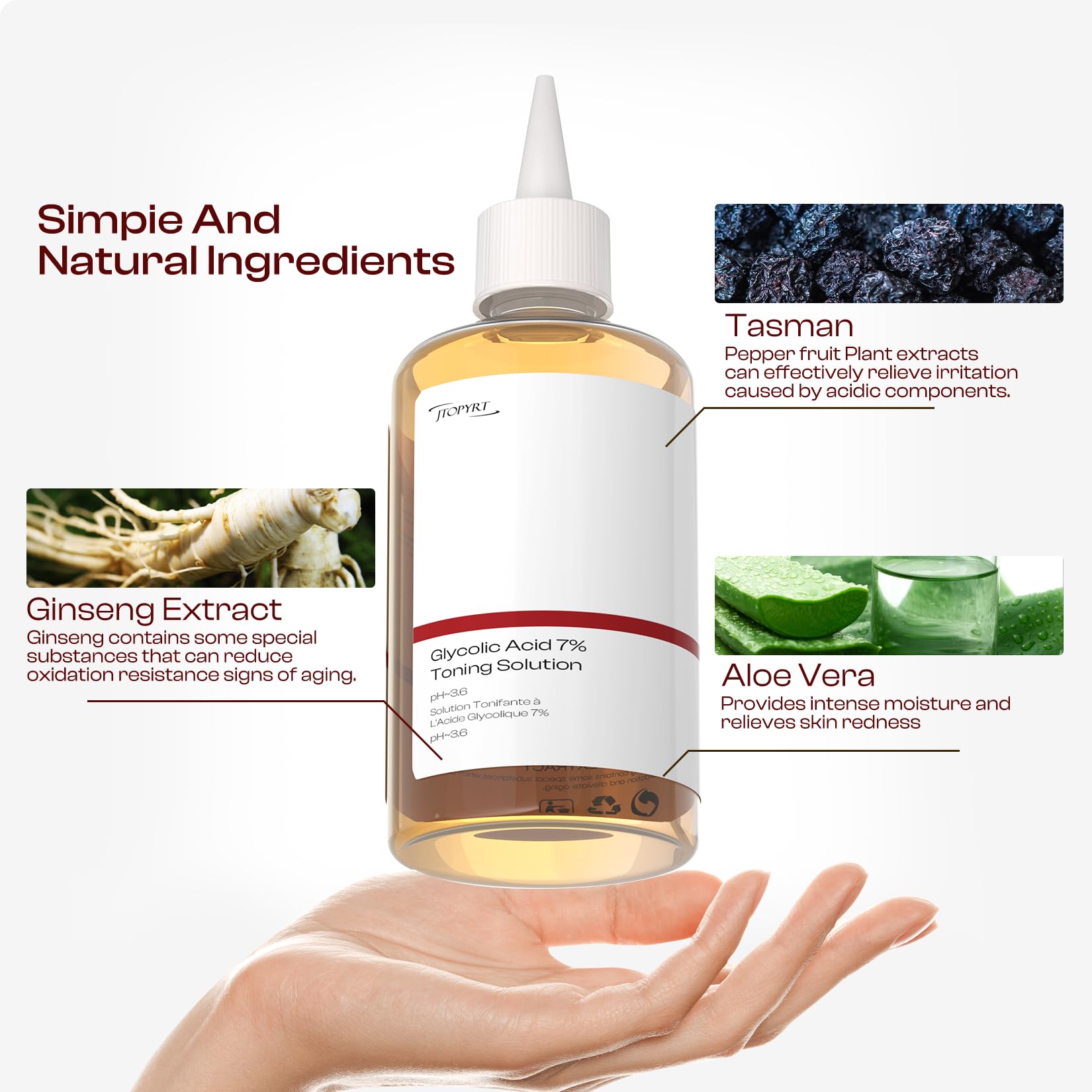 Glycolic Acid 7% Exfoliating Toner: Glycolic Acid Toning Solution Which Soothes and Hydrates The Skin 100ml