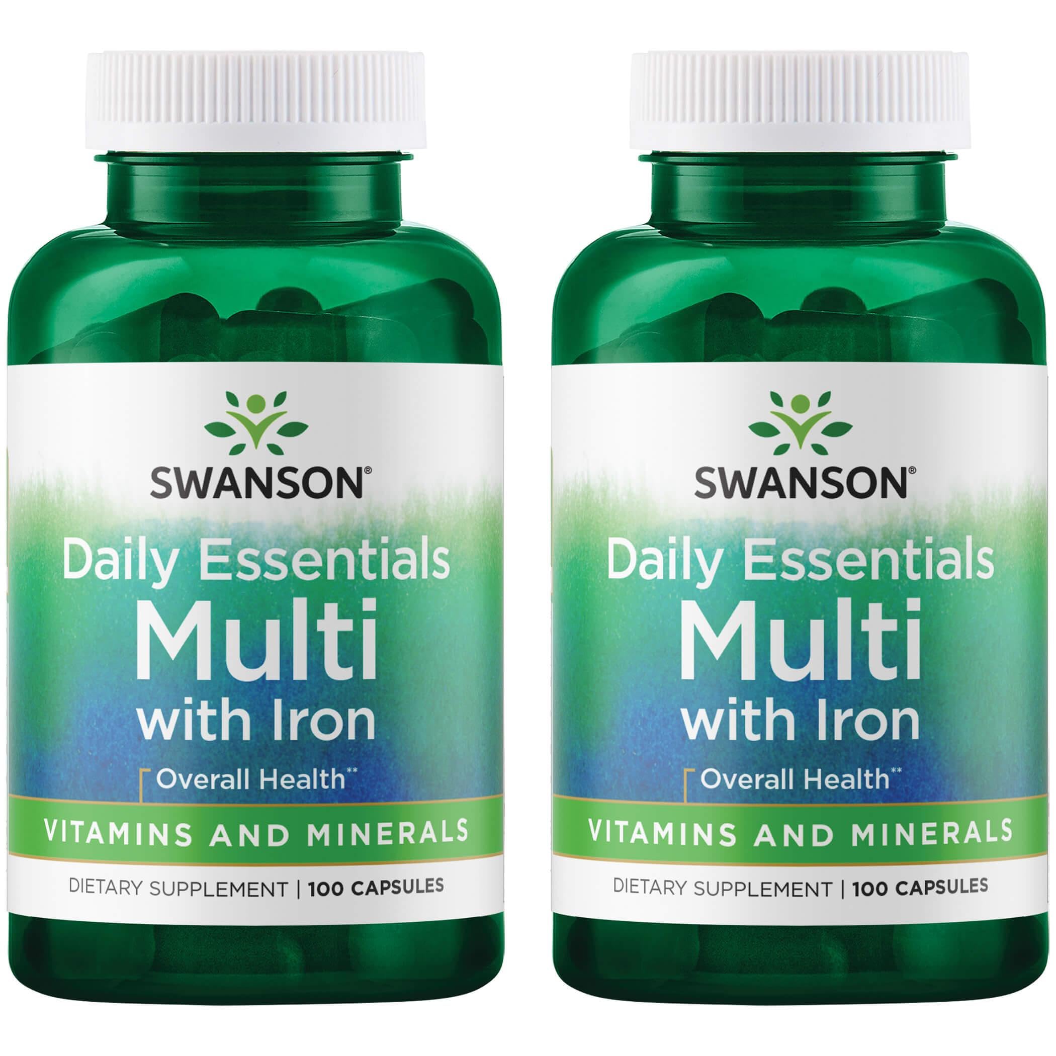 Swanson Multi and Mineral Daily Men's Women's Multivitamin Multimineral Health Supplement 100 Capsules (2 Pack)
