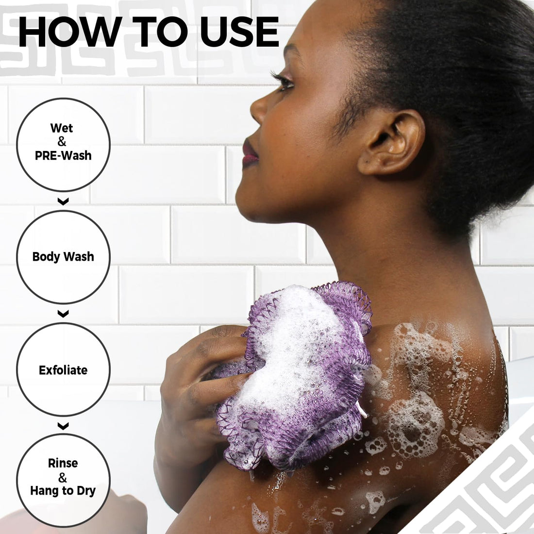 African Net Sponge Authentic - 2 Pieces Real African Exfoliating Loofah Sponge with Knots - African Net Wash Cloths for Body Scrubber Exfoliator Seawave & Lilac - Back Scrub for Shower Bath
