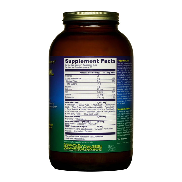 HealthForce SuperFoods Vitamineral Green - Mineral Supplement for Immune & Thyroid Support - Green Powder Supplement with Ingredients from The Land - Gluten-Free & Vegan - 500 Grams (Pack of 3)